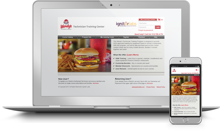 Ignitor Labs Responsive E-Learning Portal for Wendy's Courses